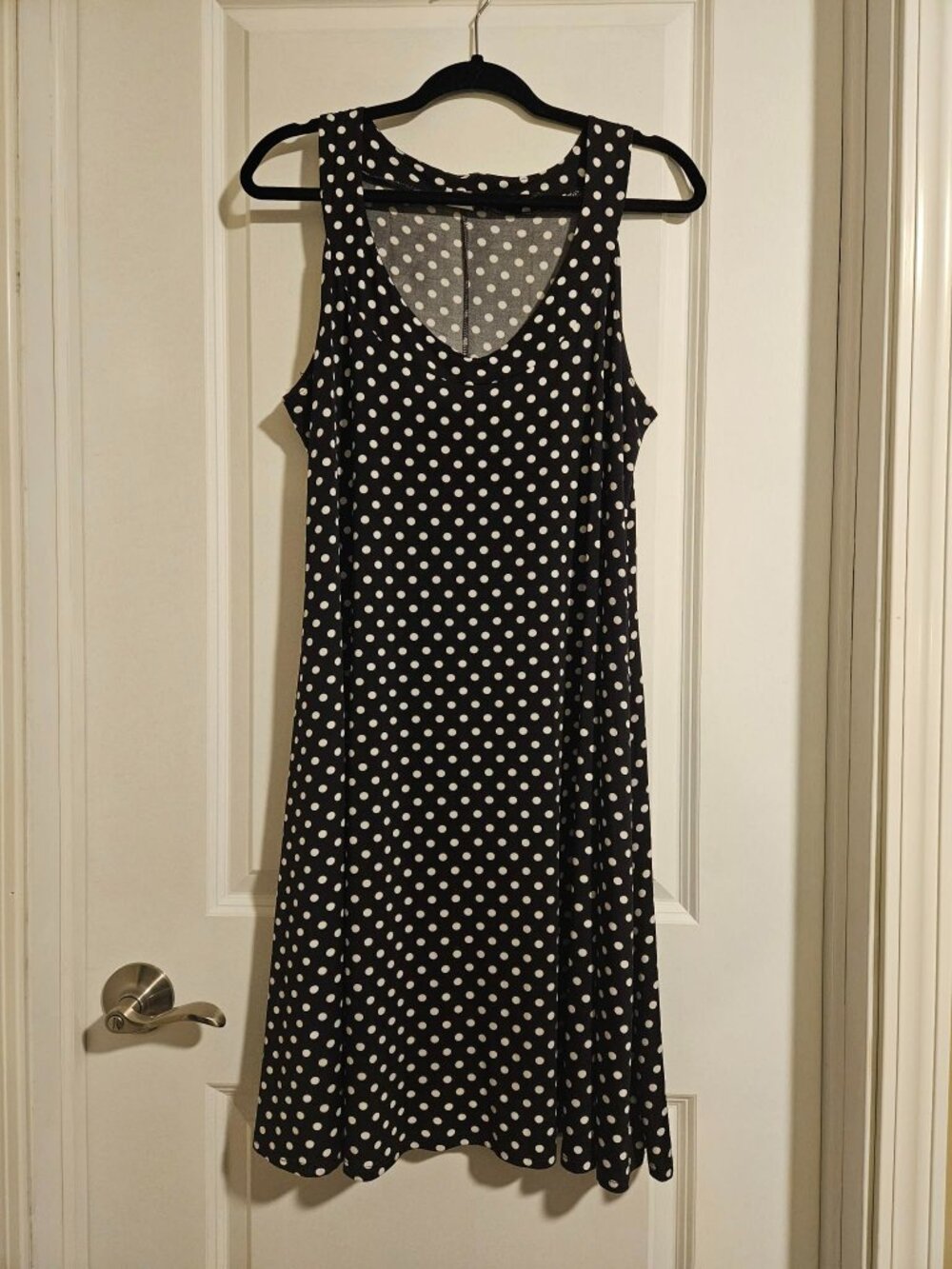 ABN Black Polka Dot Sleeveless Dress Stretch A-Line Size L